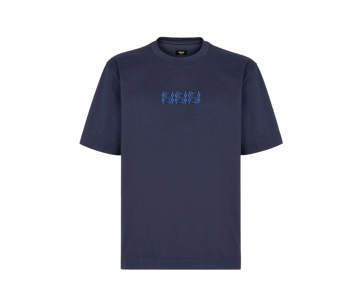 FENDI Anagram Logo Embroidered Jersey T-Shirt